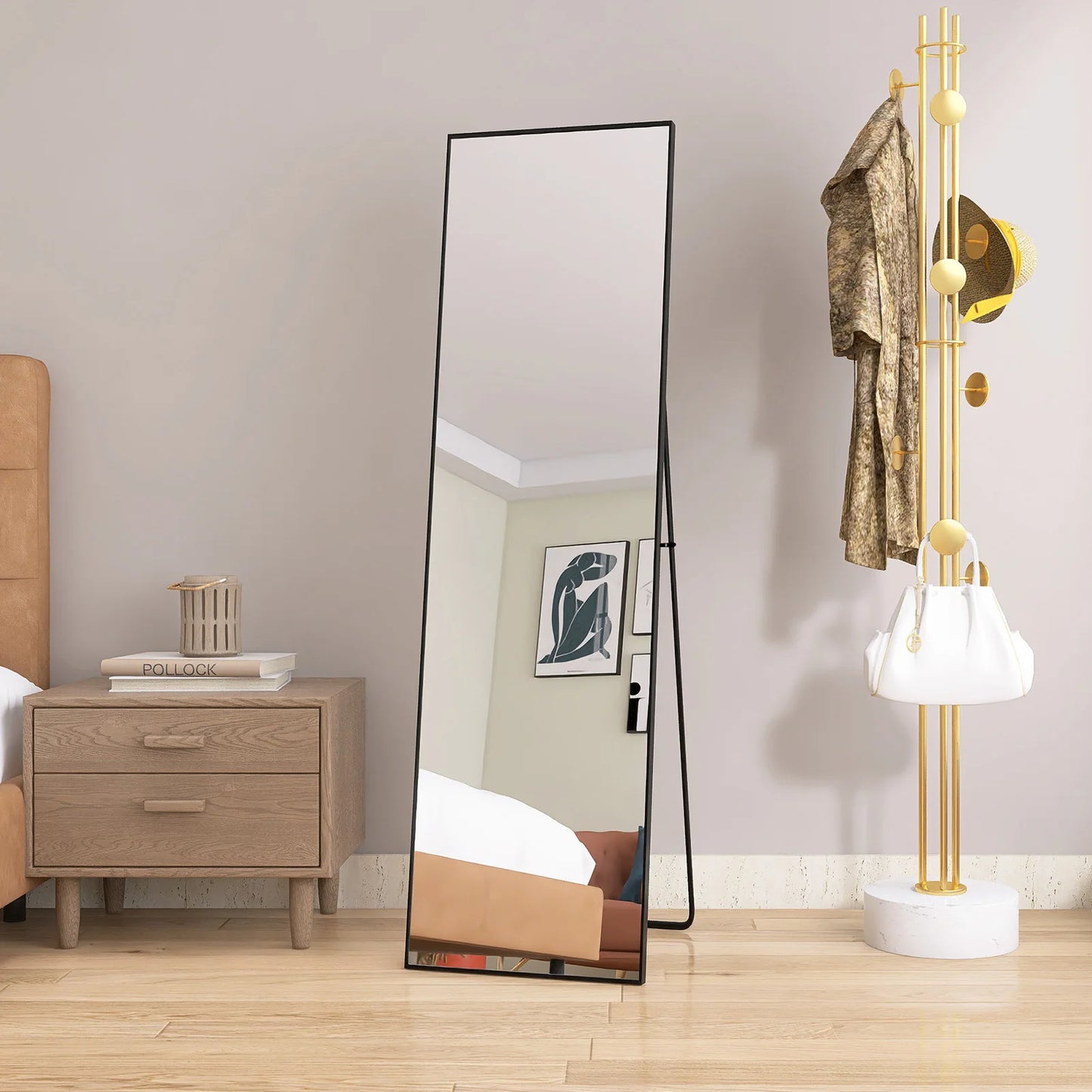 Miroir mural – Cadre métal & verre renforcé (140 × 40 cm)