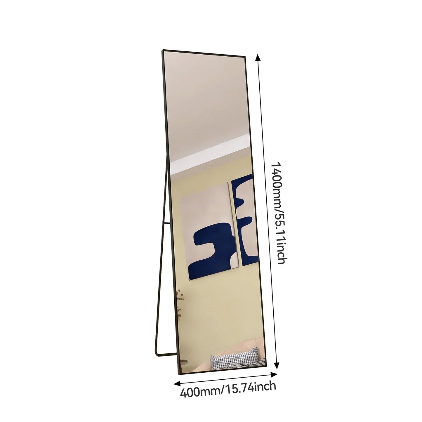 Miroir mural – Cadre métal & verre renforcé (140 × 40 cm)