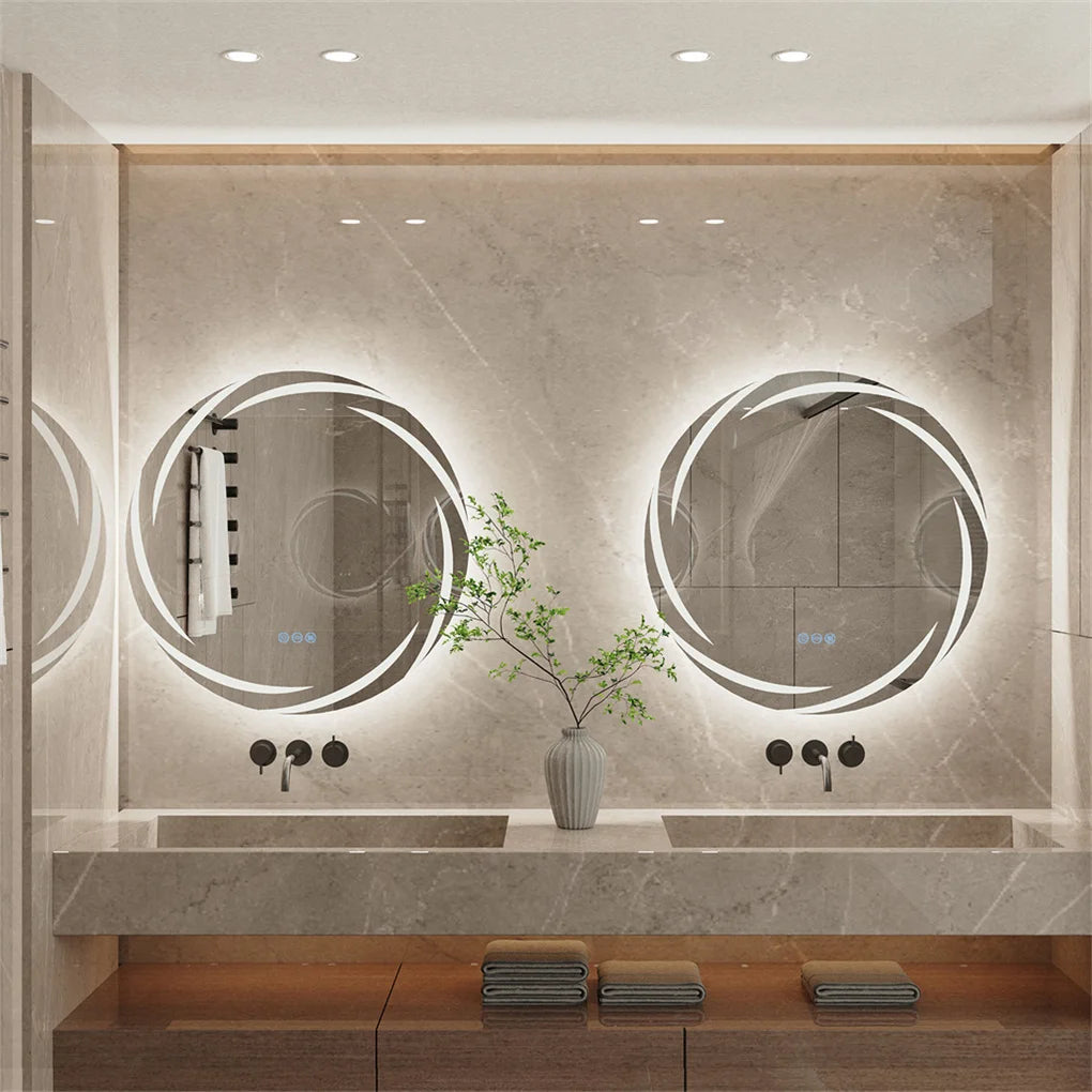 Miroir LED rond anti-buée 80 cm – Capteur tactile et fonction mémoire