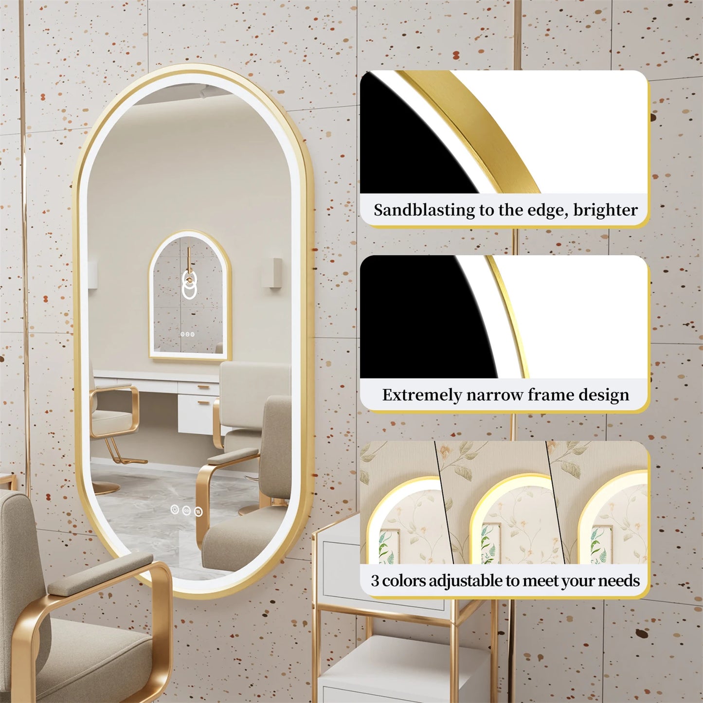 Miroir LED ovale moderne avec fonction anti-buée