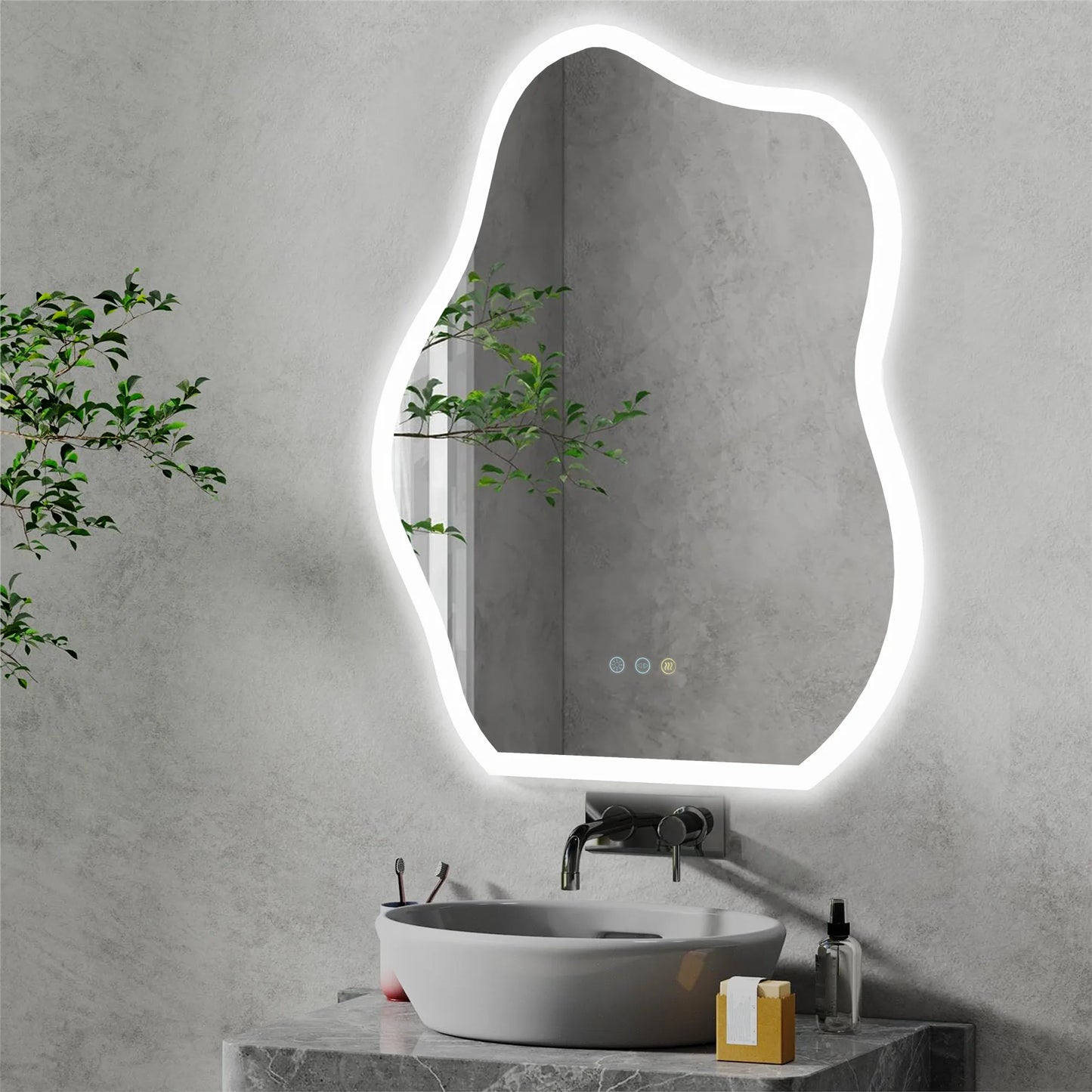 Miroir LED mural en forme de nuage – Antibuée et tactile