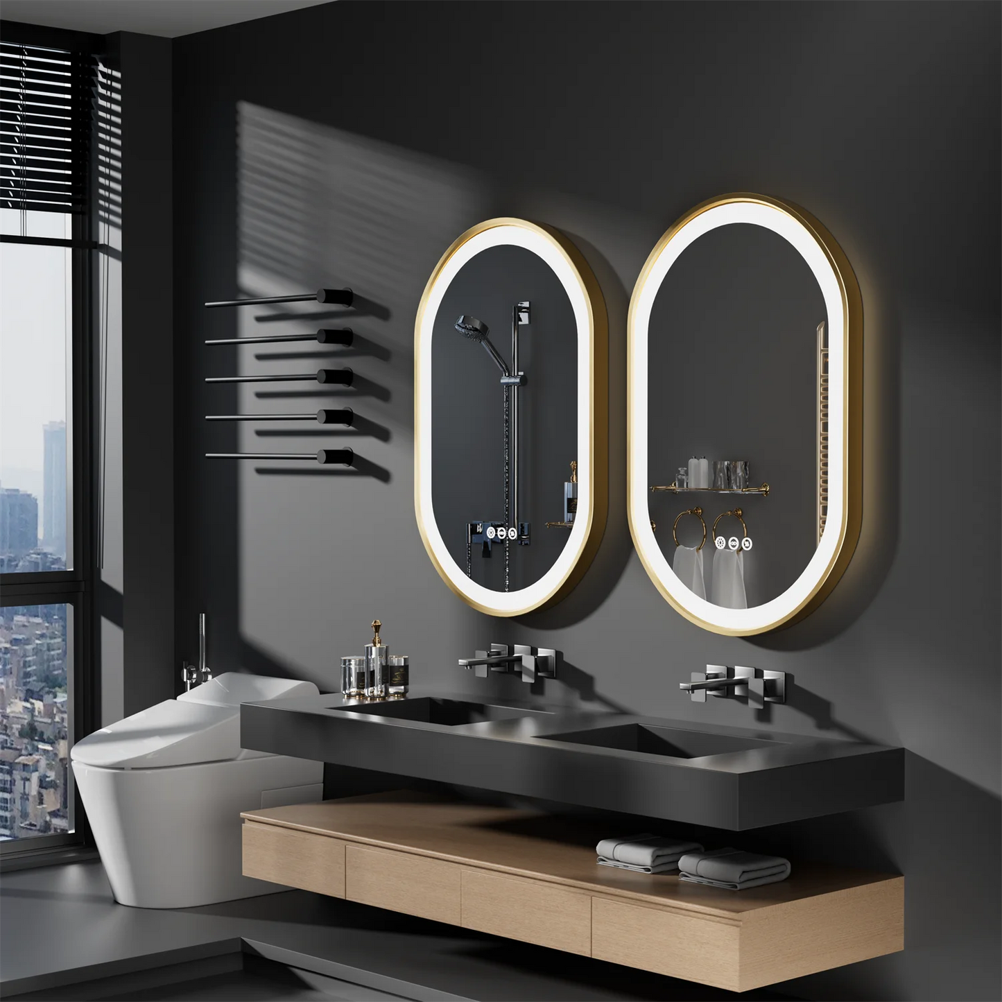 Miroir LED ovale moderne avec fonction anti-buée
