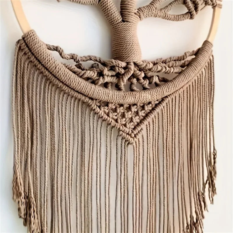 Macramé mural bohème – Arbre de vie (30 × 75 cm)