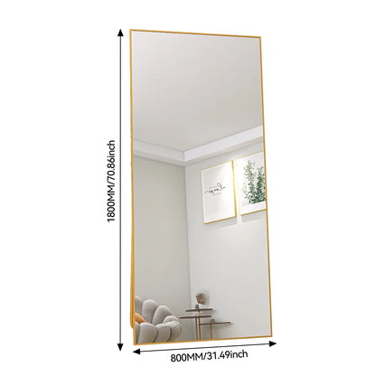 Miroir mural long rectangulaire – Cadre or & verre incassable (180 × 80 cm)