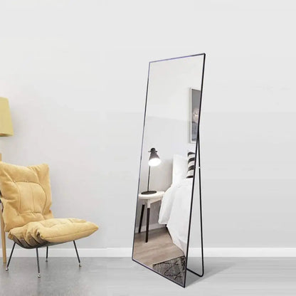 Miroir mural long rectangulaire noir – Verre incassable & cadre aluminium (150 × 40 cm)