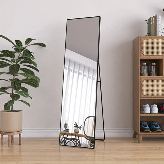 Wall mirror – Metal frame &amp; reinforced glass (140 × 40 cm)