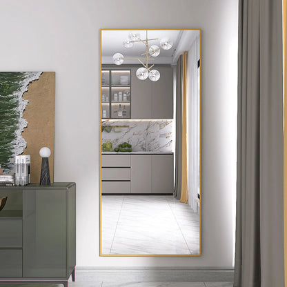 Miroir mural long rectangulaire – Cadre or & verre incassable (180 × 80 cm)