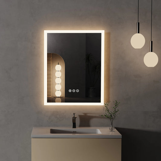 Miroir LED carré avec cadre en alliage d’aluminium