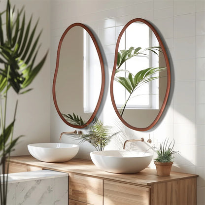Miroir mural asymétrique en bois de hêtre – Design italien