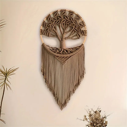 Macramé mural bohème – Arbre de vie (30 × 75 cm)