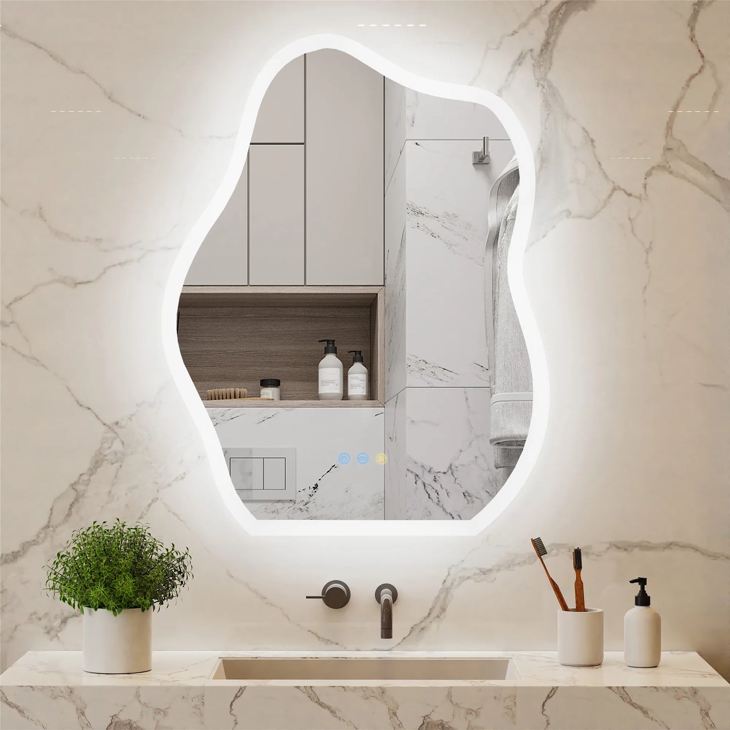 Miroir LED mural en forme de nuage – Antibuée et tactile