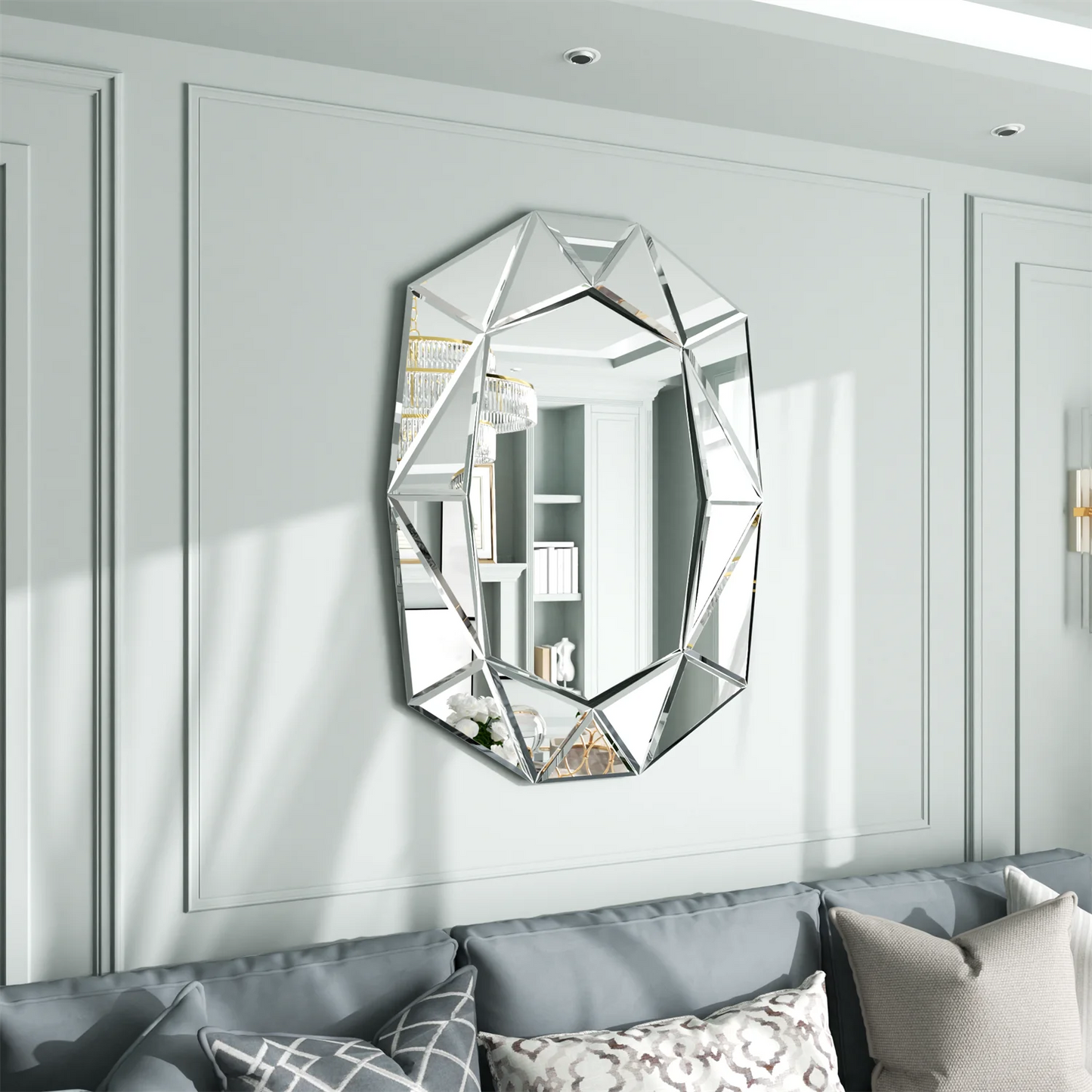 Miroir mural rectangulaire avec cadre biseauté – 72 x 100 cm