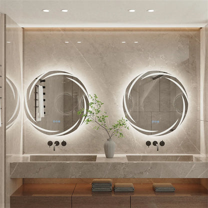 Miroir LED rond anti-buée 80 cm – Capteur tactile et fonction mémoire