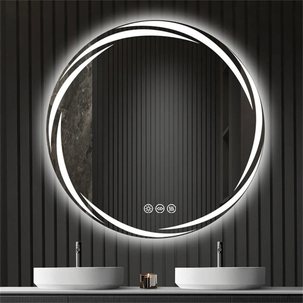 Miroir LED rond anti-buée 80 cm – Capteur tactile et fonction mémoire