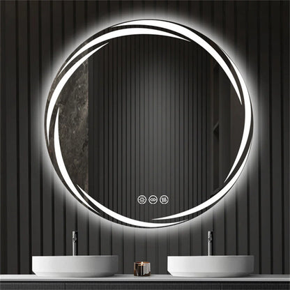 Miroir LED rond anti-buée 80 cm – Capteur tactile et fonction mémoire