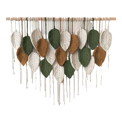 Macramé mural bohème – Plumes tissées à la main (100 × 60 cm)
