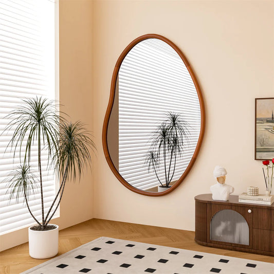 Miroir mural asymétrique en bois de hêtre – Design italien