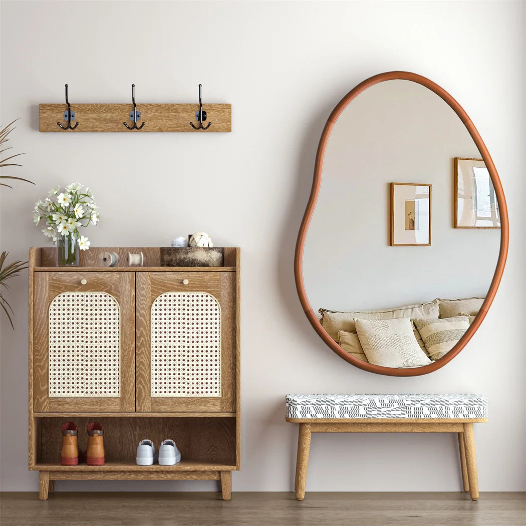 Miroir mural asymétrique en bois de hêtre – Design italien