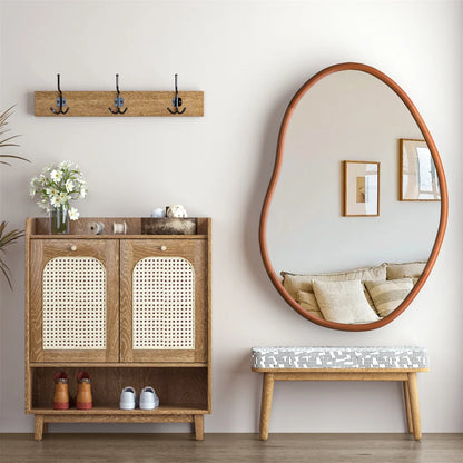 Miroir mural asymétrique en bois de hêtre – Design italien