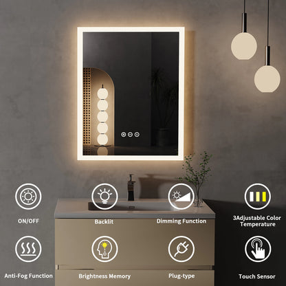 Miroir LED carré avec cadre en alliage d’aluminium