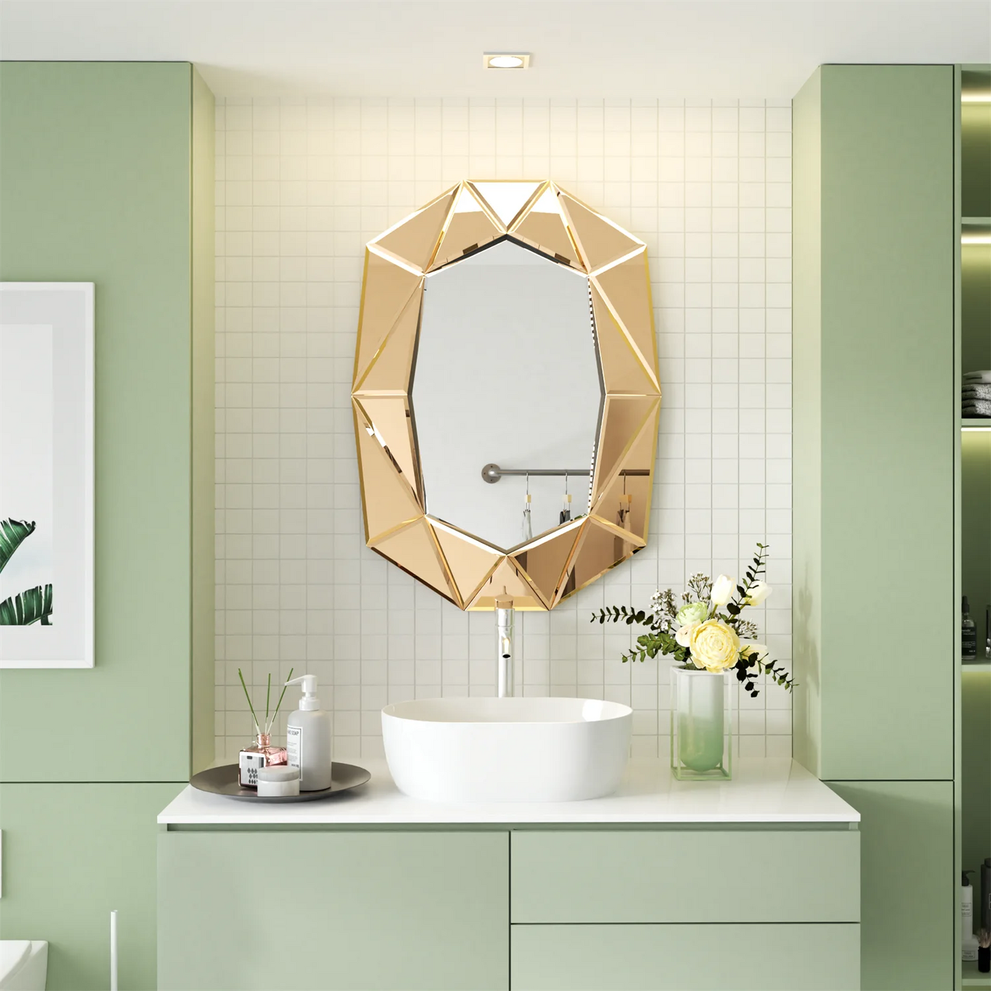 Miroir mural rectangulaire avec cadre biseauté – 72 x 100 cm