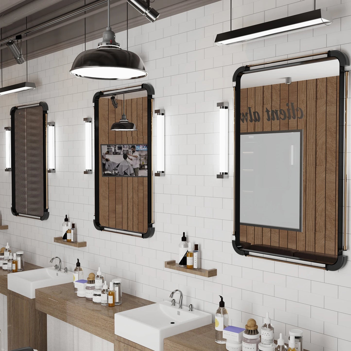 Miroir mural vintage industriel – Métal vieilli & style rétro (90 × 60 cm)
