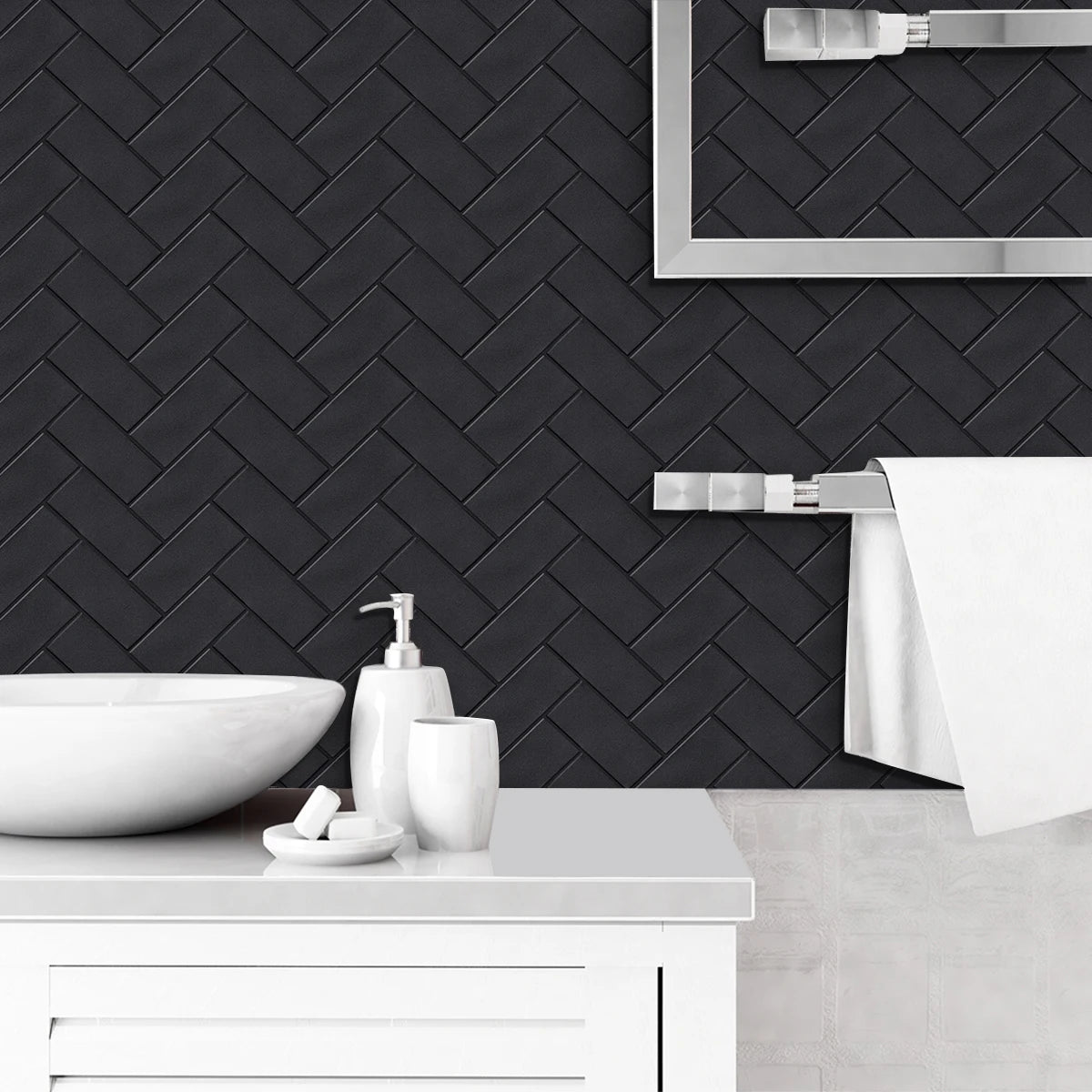 Panneau mural 3D - Effet briques inclinées (30,5 x 30,5 cm)