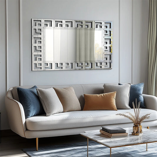 Miroir mural rectangulaire argent