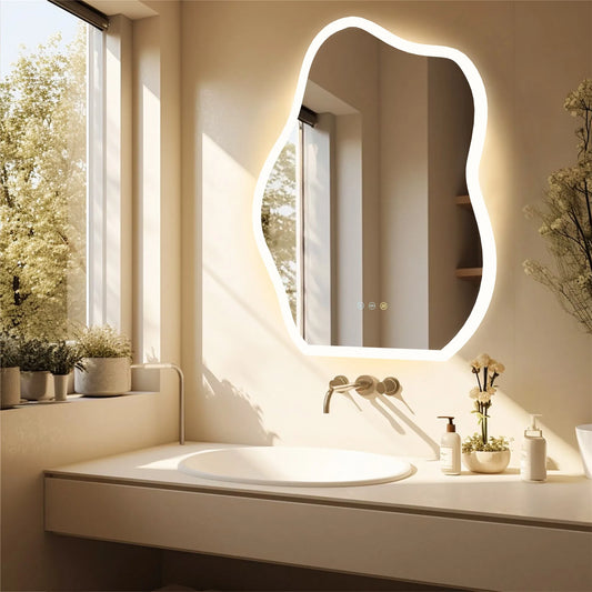 Miroir LED mural en forme de nuage – Antibuée et tactile
