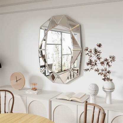 Miroir mural rectangulaire avec cadre biseauté – 72 x 100 cm