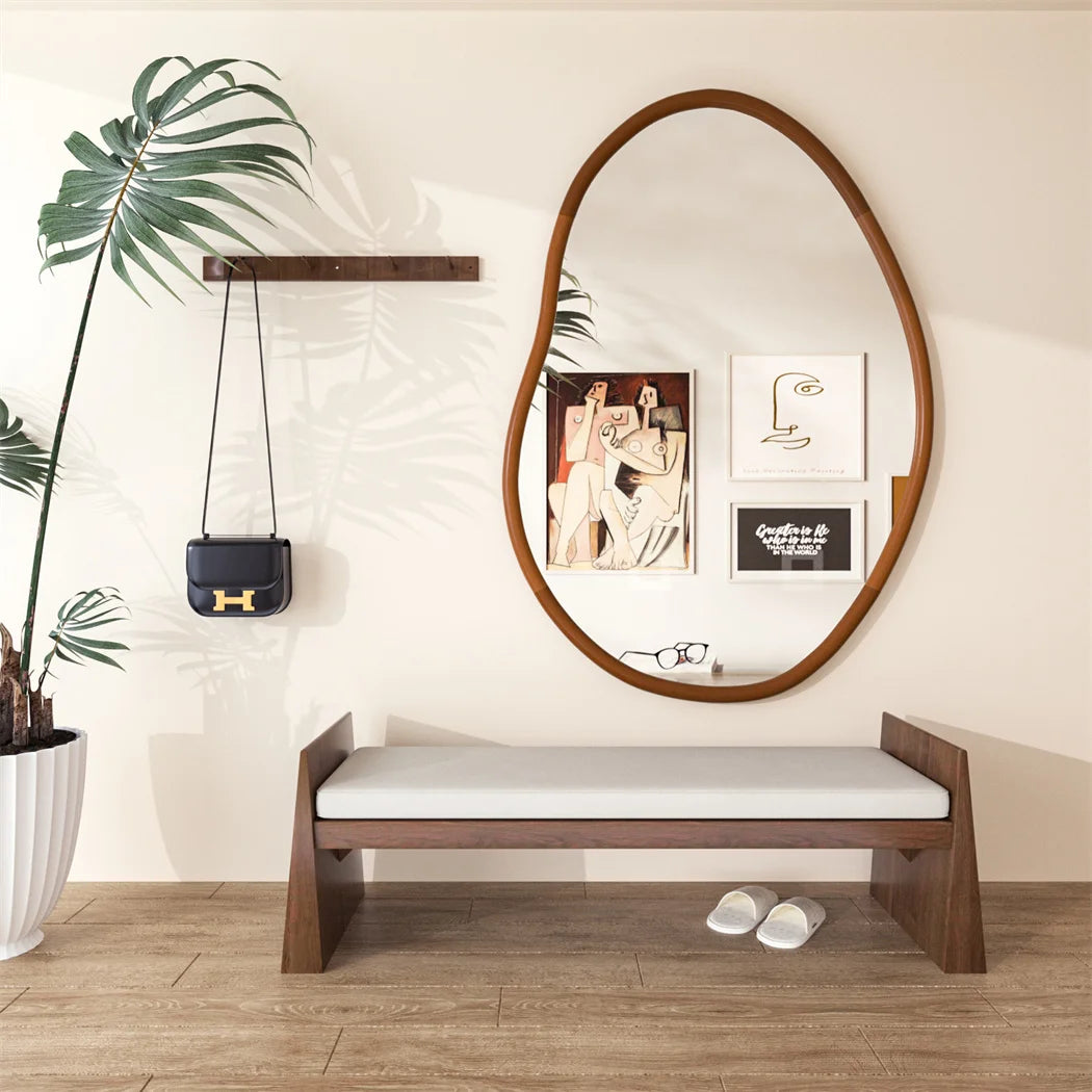 Miroir mural asymétrique en bois de hêtre – Design italien