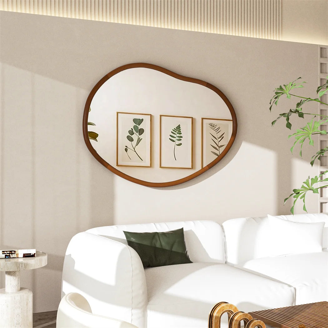 Miroir mural asymétrique en bois de hêtre – Design italien