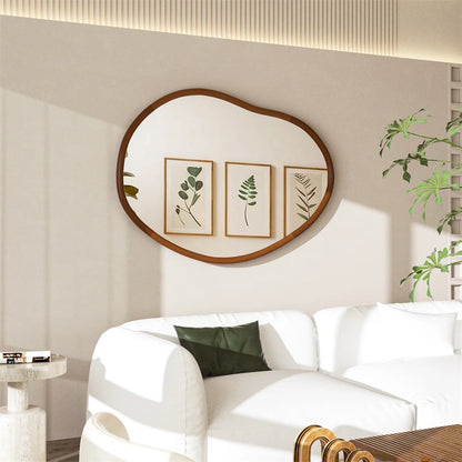 Miroir mural asymétrique en bois de hêtre – Design italien