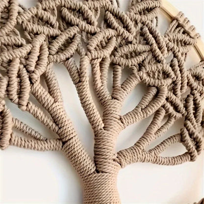 Macramé mural bohème – Arbre de vie (30 × 75 cm)