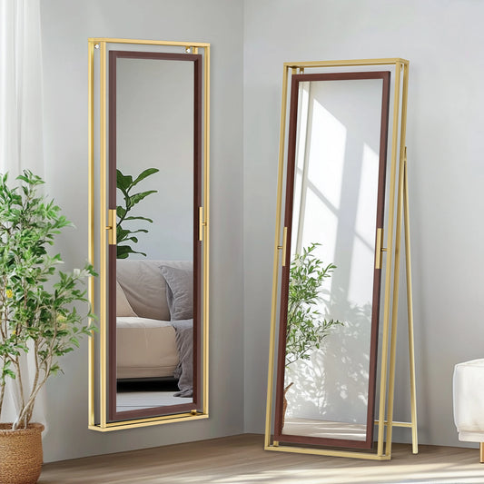 Miroir mural pleine longueur  Brun & Or Mat