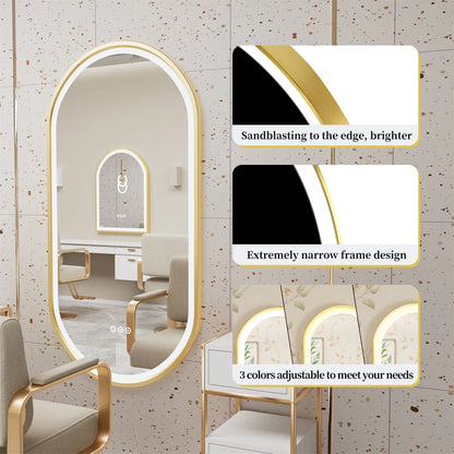 Miroir LED ovale moderne avec fonction anti-buée