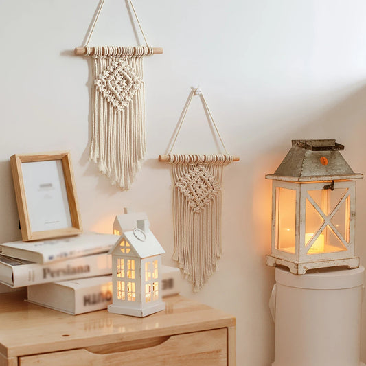 Macramé mural beige (20 cm x 45 cm)