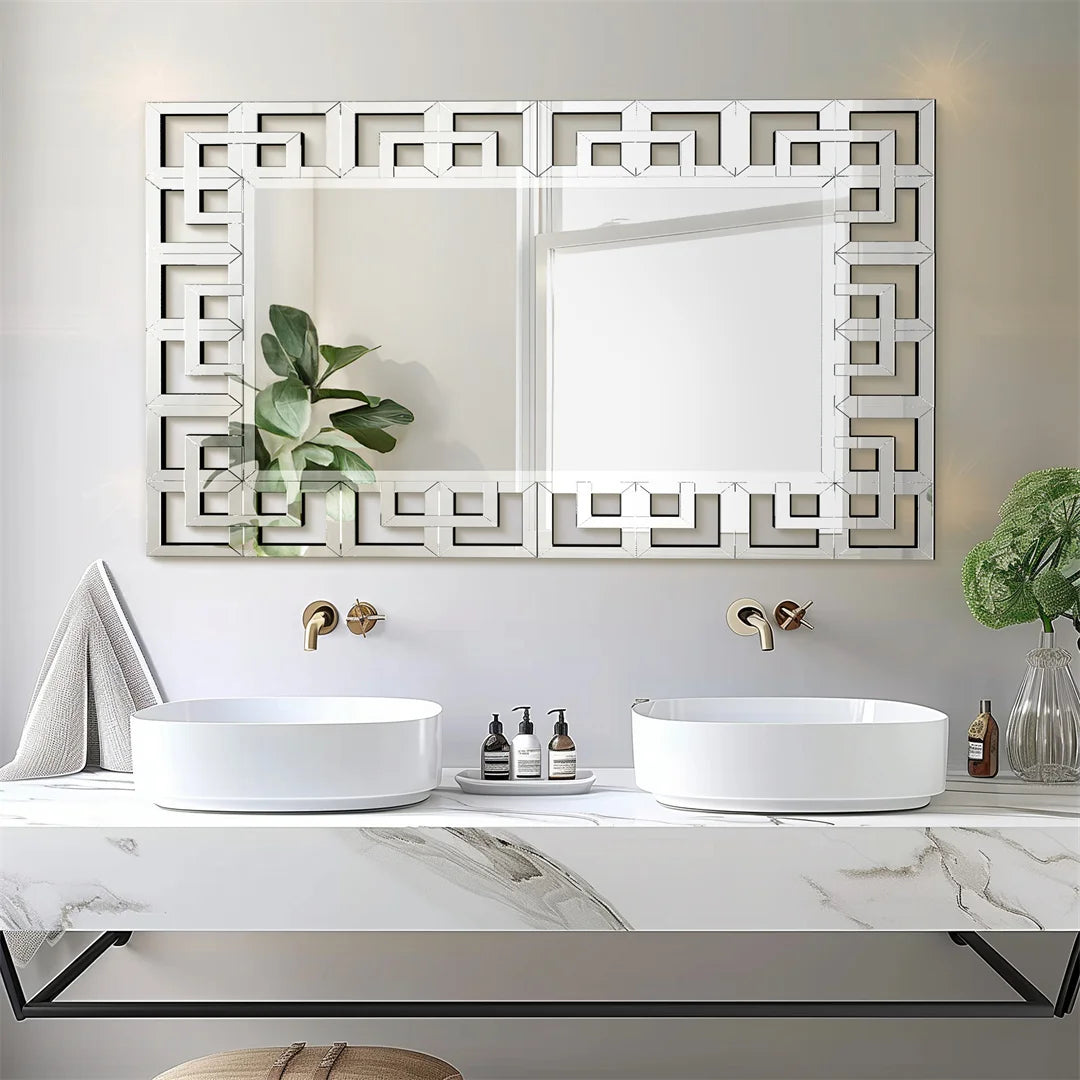 Miroir mural rectangulaire argent