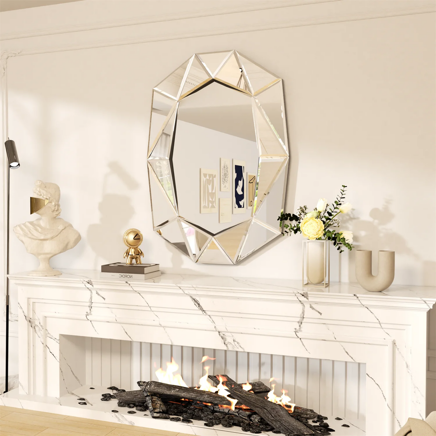 Miroir mural rectangulaire avec cadre biseauté – 72 x 100 cm