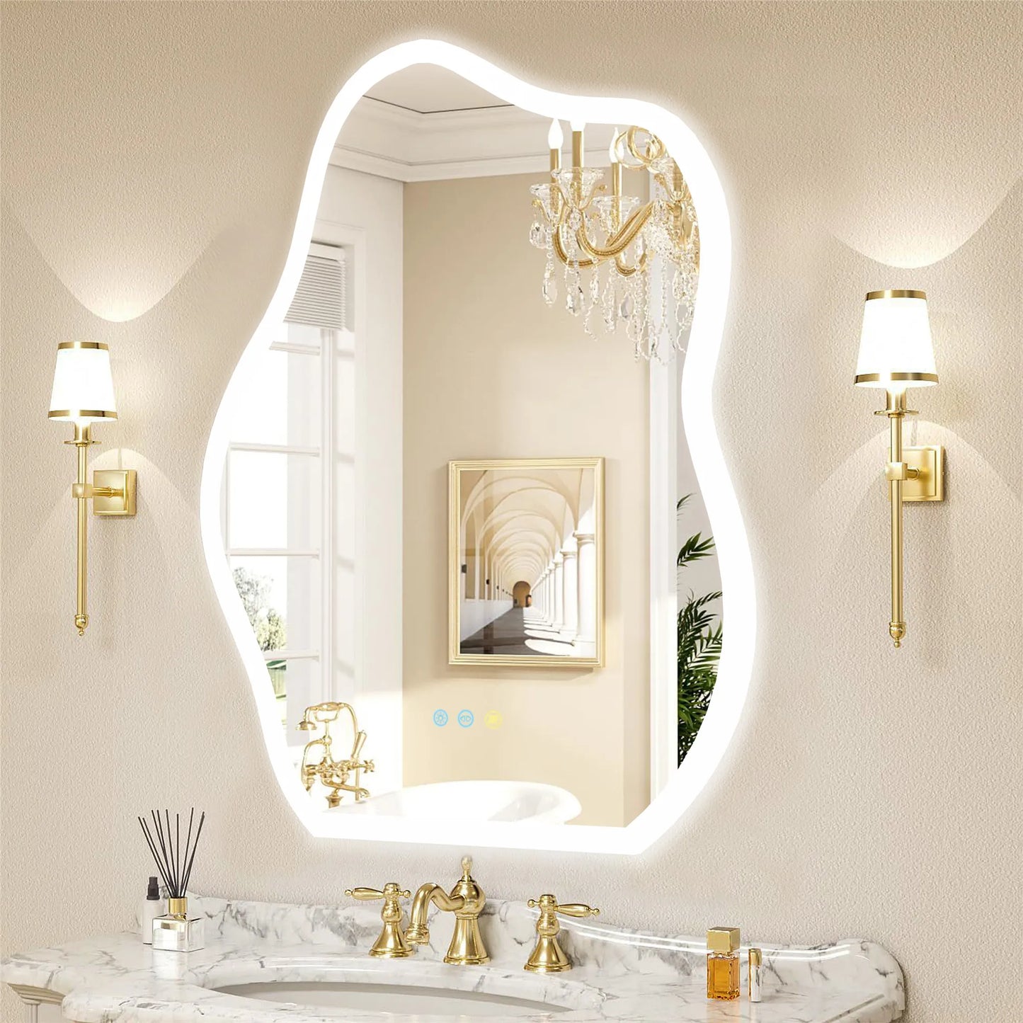 Miroir LED mural en forme de nuage – Antibuée et tactile