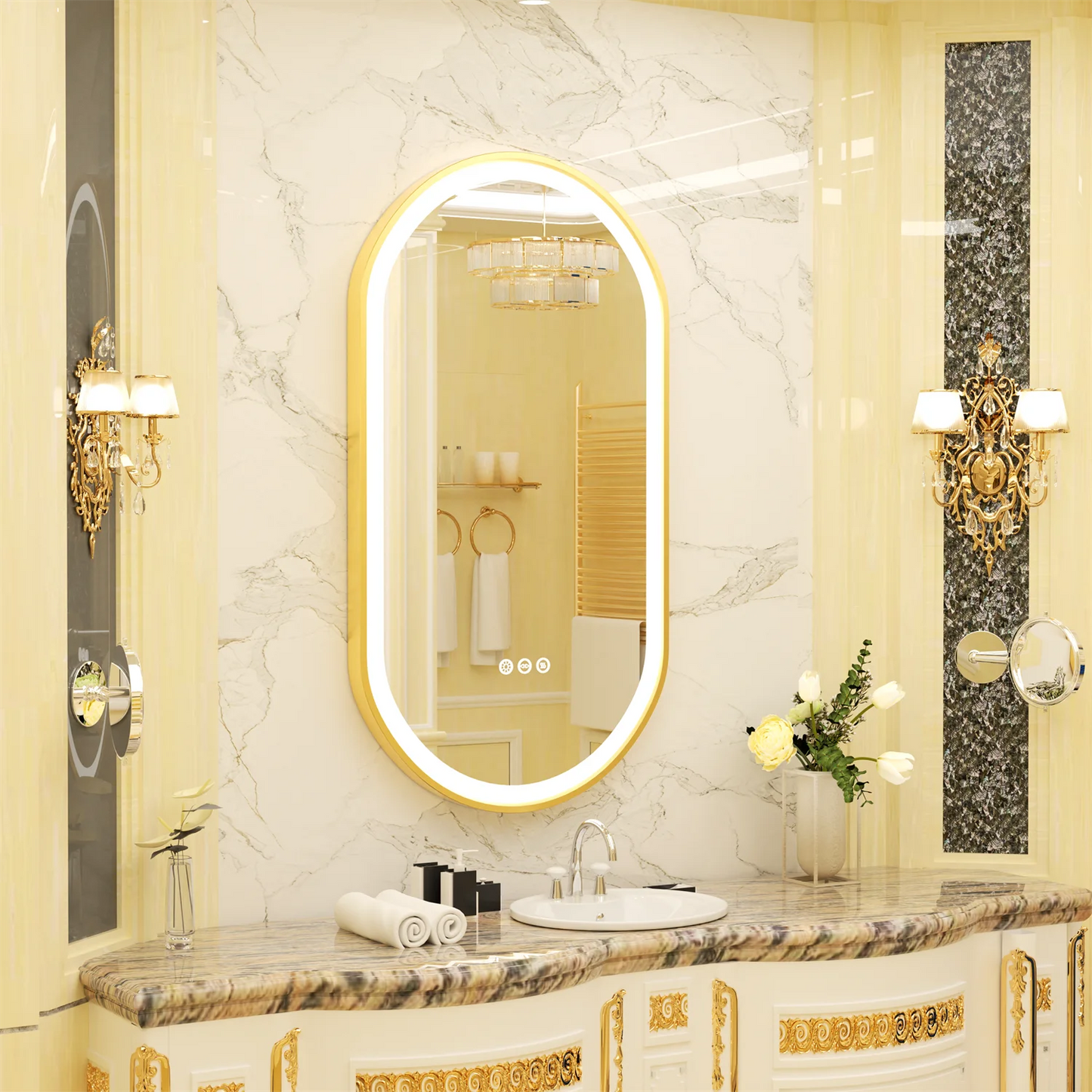 Miroir LED ovale moderne avec fonction anti-buée