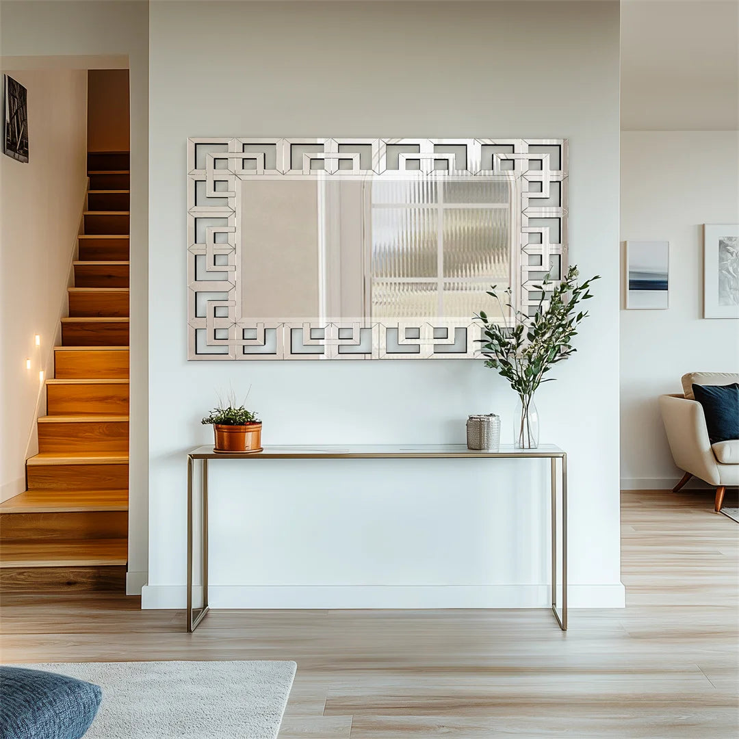 Miroir mural rectangulaire argent