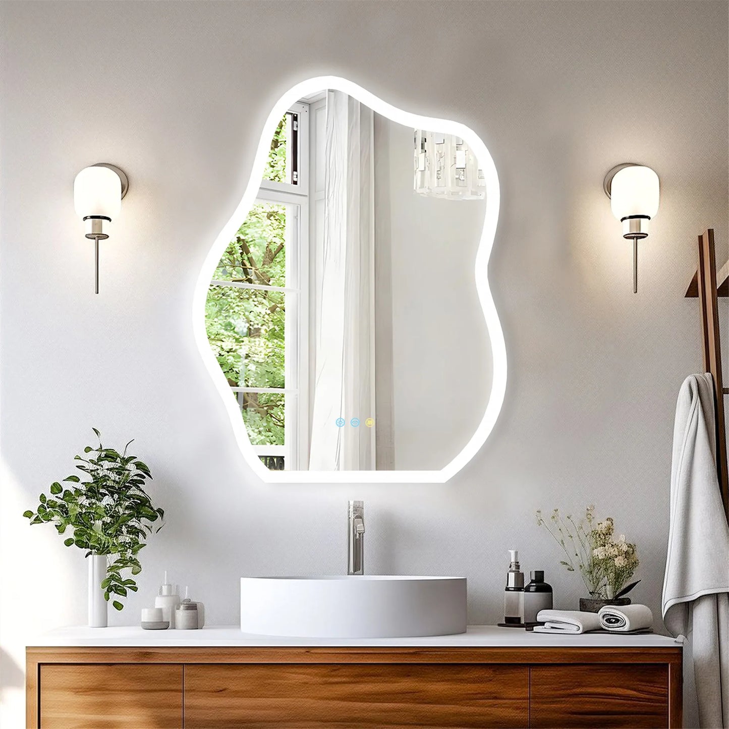 Miroir LED mural en forme de nuage – Antibuée et tactile