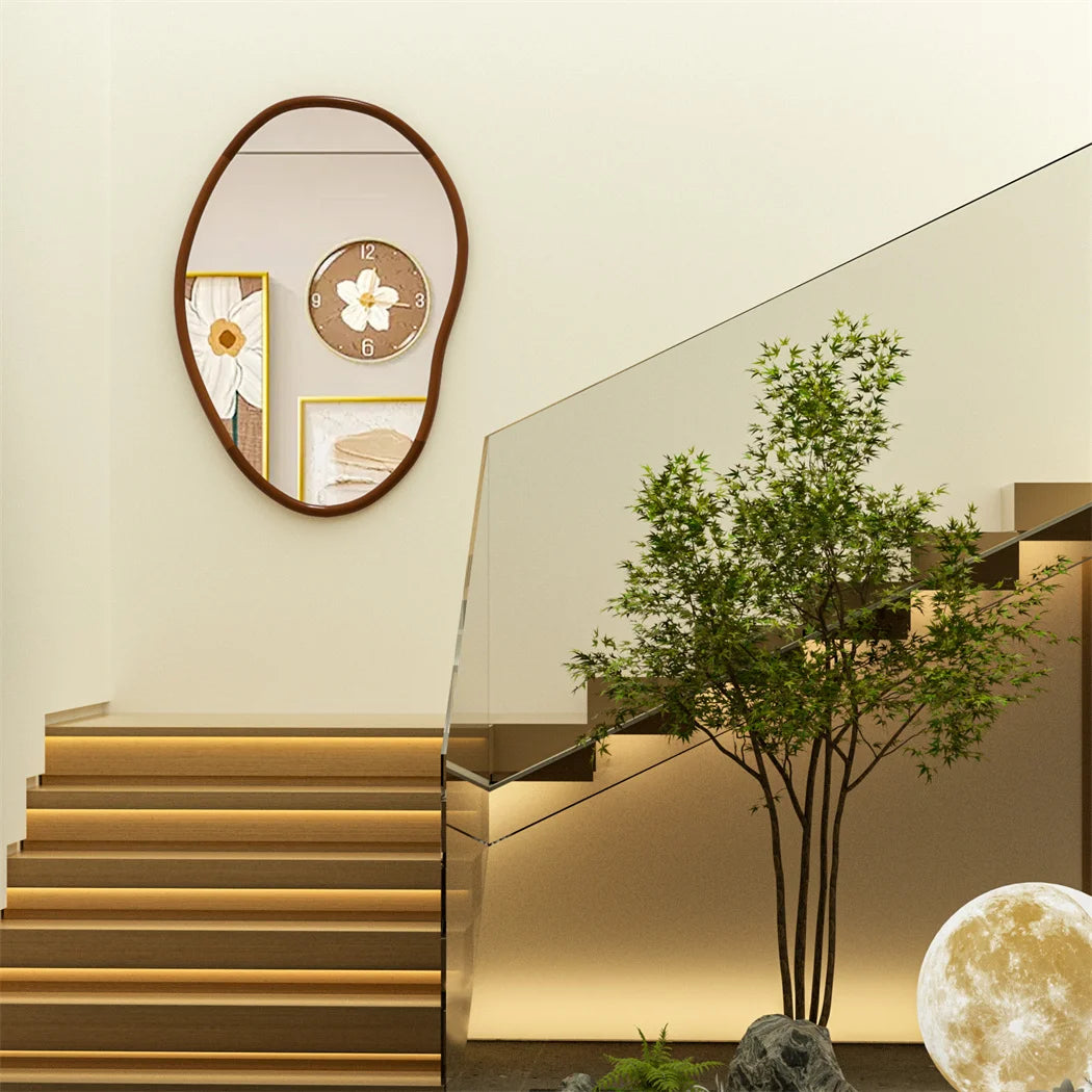 Miroir mural asymétrique en bois de hêtre – Design italien