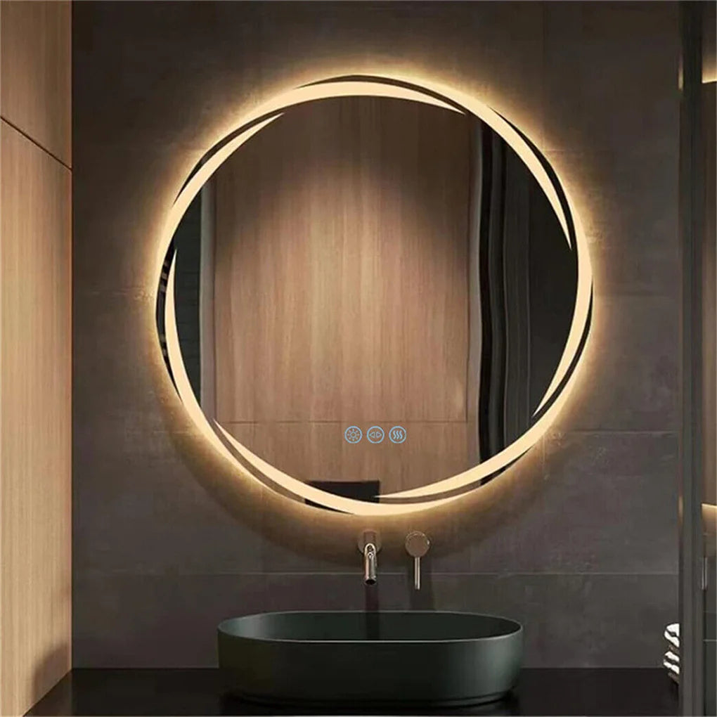 Miroir LED rond anti-buée 80 cm – Capteur tactile et fonction mémoire