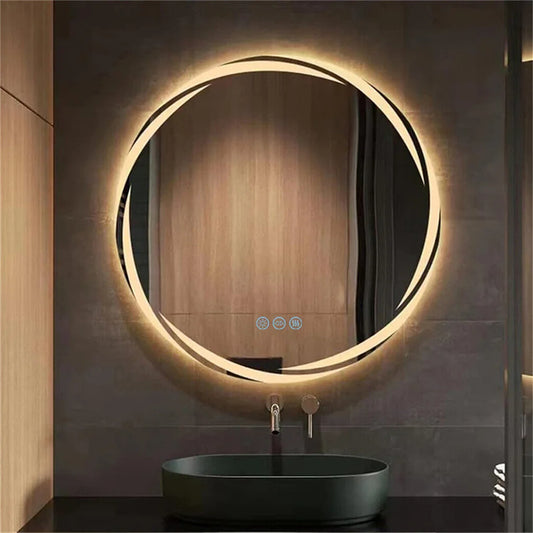 80cm Round Anti-Fog LED Mirror – Touch Sensor &amp; Memory Function