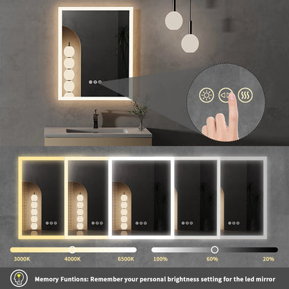 Miroir LED carré avec cadre en alliage d’aluminium