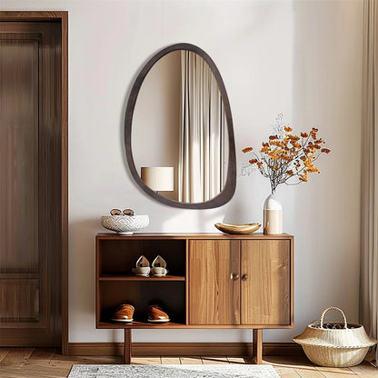 Miroir mural asymétrique en bois  – Design italien