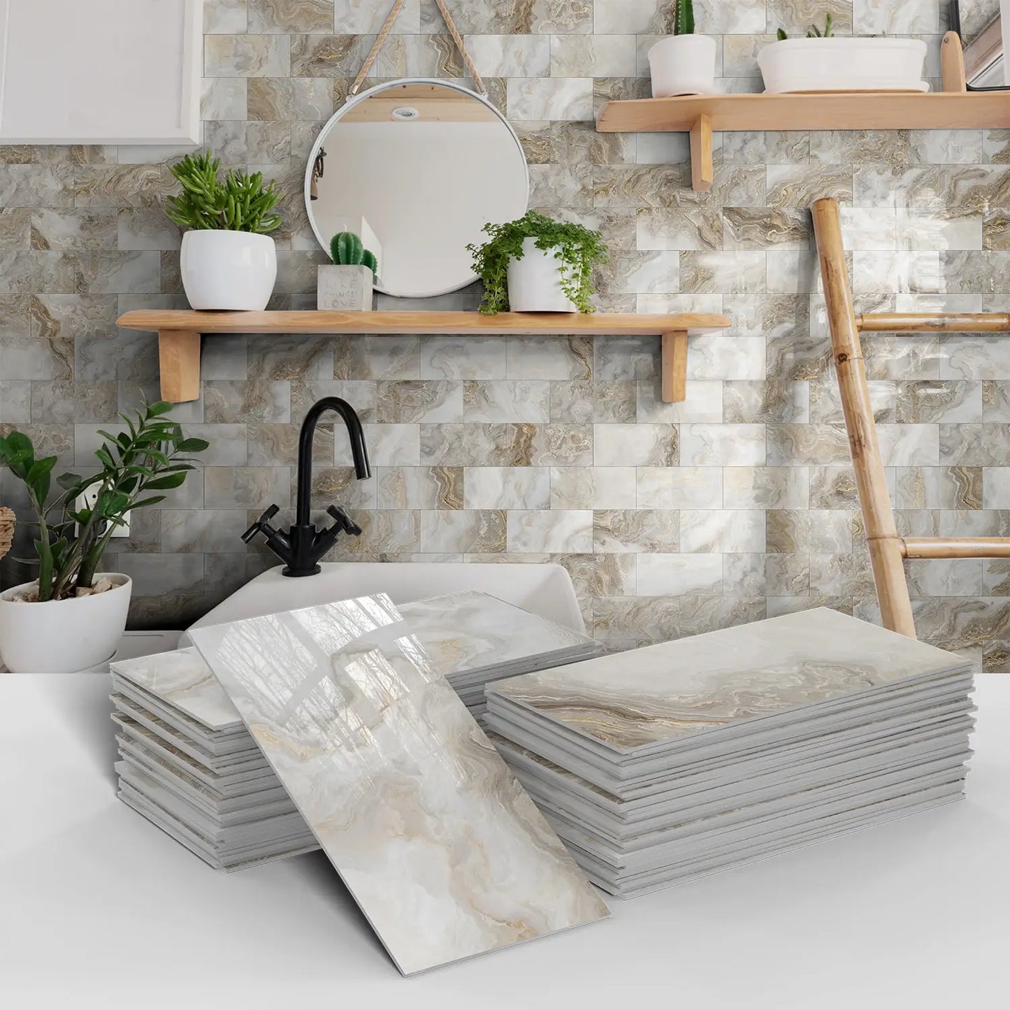 Panneau mural 3D - Effet Carrelage (10 x 20 cm)
