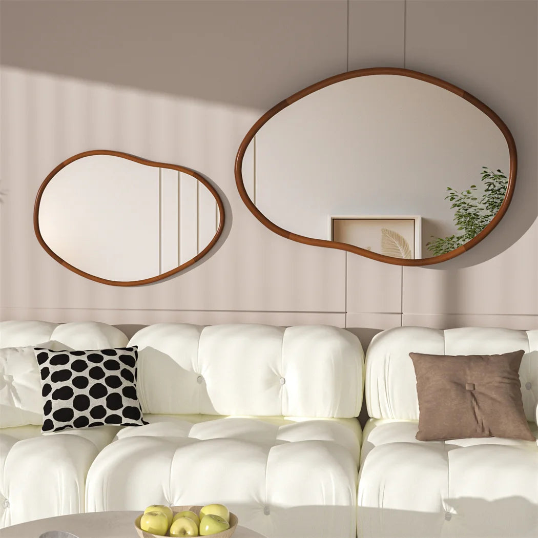 Miroir mural asymétrique en bois de hêtre – Design italien
